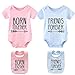 YSCULBUTOL Baby Twins Bodysuits Best Friends Forever Baby Clothes Set with Bibs Girl Outfit with hat（PinkBule Best9M）