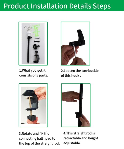 Table IV Pole, Telescopic Desktop IV Stand with 4 Bag Holders, Portable Frosted Pipe Extension Infusion Pole with Storage Hook for Home Hospital Clinic Use