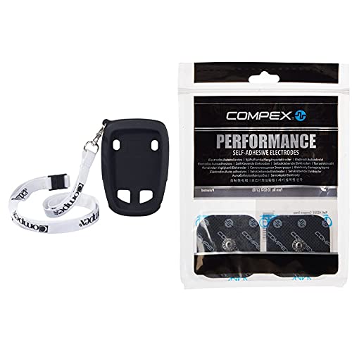 Compex coque de protection noir et electrodes EasySnap Performance 5x5cm pour electrostimulateur