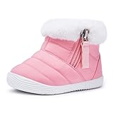 BMCiTYBM Baby Boy Girl Snow Boots Waterproof Infant Winter Warm Booties Nonslip Lightweight Outdoor Shoes for First Walkers 6 9 12 18 24 Months Pink Size 12-18 Months