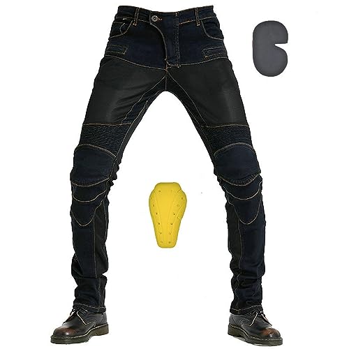 HOMDECR da Donna per Motociclismo - Pantaloni da Ciclismo in Denim da Donna da Uomo Pantaloni da Moto da Equitazione Protettivi Impermeabili Jeans da Ciclismo (Nero,S)