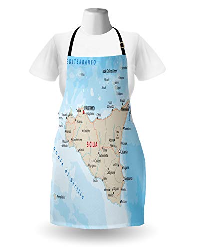Lunarable Sicily Geographic Map Print Apron #TOP20