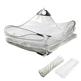 TIHOOK 3x4m Bâche Transparente avec œillets, 450 g/m² PVC Bâche Transparente avec 20 Serre câbles, Corde de Fixation de 10m Exterieur Imperméable pour Terrasse, Balcon, Jardin, Les tonnelles