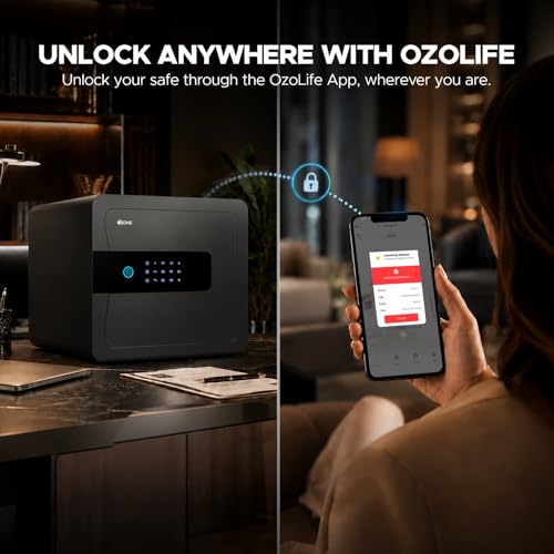 Image of Ozone 30L Biometric Wi-Fi Safe Locker for Home & Office | 4-Way Unlock (Fingerprint, App, Password, Emergency Key) | OzoLife App | Auto-Freeze | Internal LED | Alloy Steel | 2-Year Warranty