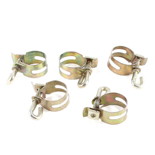 Aexit Water Hose Clamps Pipe Hose Tube Holder Metal Band Clamps Ratcheting Hose Clamps 5 Pcs