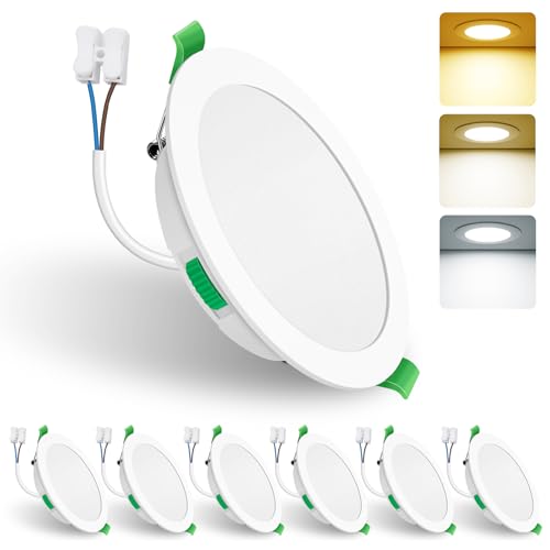 ALUSSO LIGHTING Einbaustrahler LED,15W 1200 Lumen LED Einbaustrahler 230V, 3CCT 3000K 4000K 6500K Dimmbar Deckenspots, IP44 Deckenstrahler für Küche,Wohnzimmer,Badezimmer,6er Set
