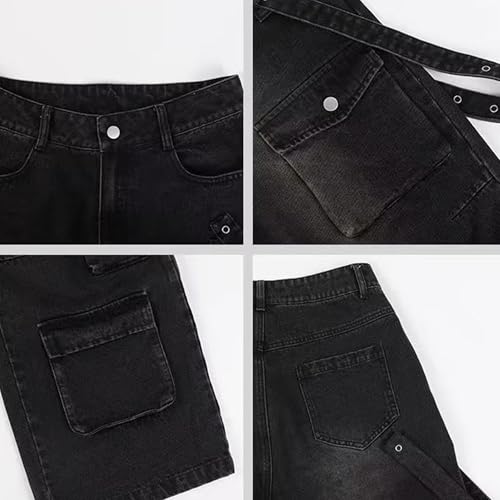 Baggy Cargo Jeans for Men Women Hip Hop High Waisted Casual Streetwear with Pockets4