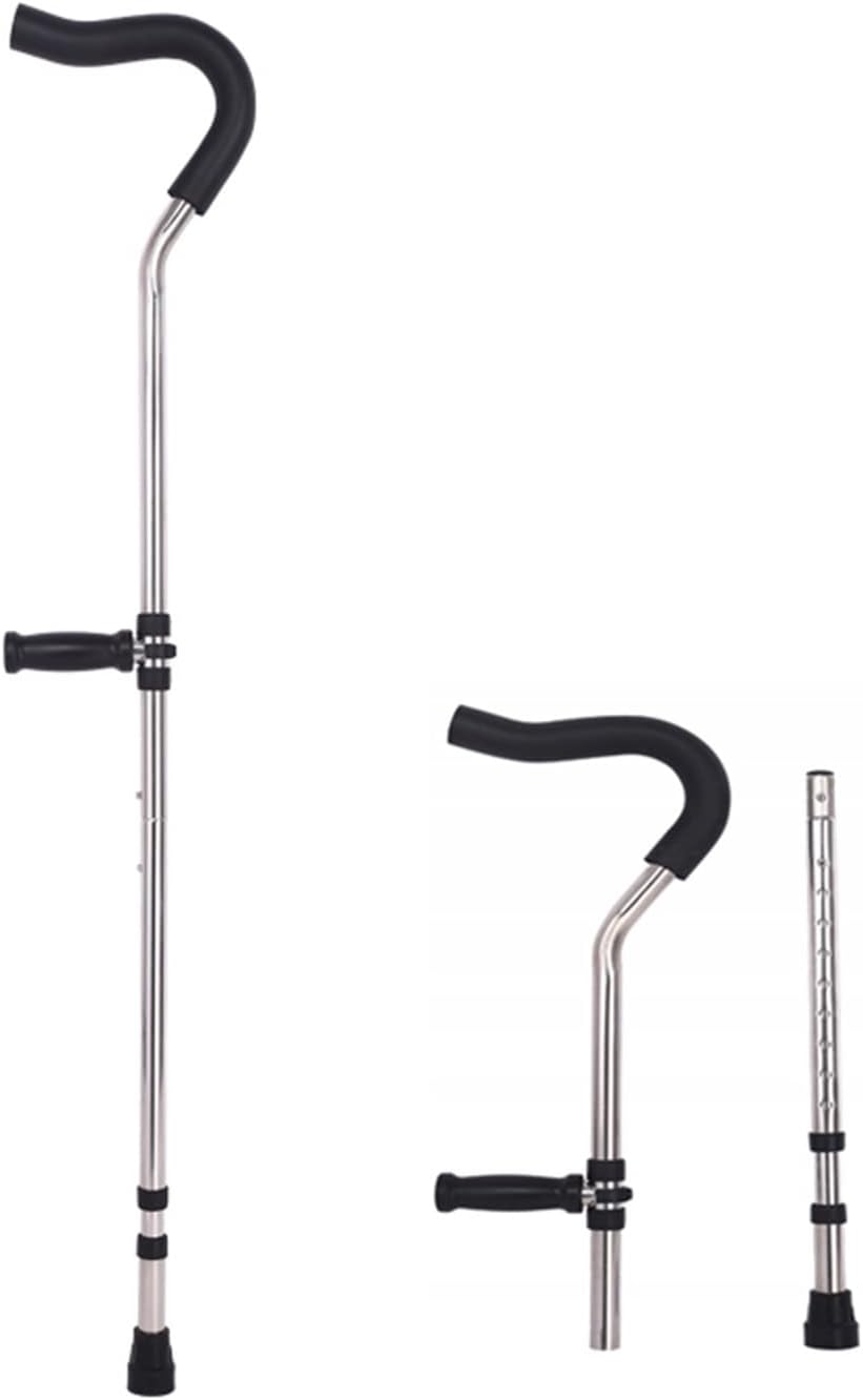 GHARAZ Folding Crutches, Medical Underarm Crutches, Stainless Steel Non-Slip Crutches, F-Shaped Crutches with Built-in Spring (Color : Silver, Size : 117cm/2counts)