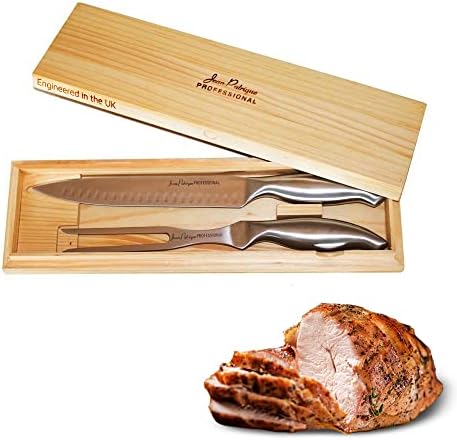Jean-Patrique Carving Knife and Meat Fork Set - With Presentation Box| A carving knife and meat fork set constructed from superior stainless steel with gift box or presentation box | From