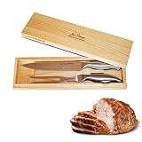 Carving Knife And Meat Fork Set With Presentation Box - Turkey Carving Knife And Meat Fork Set From Superior Stainless Steel With Gift Box