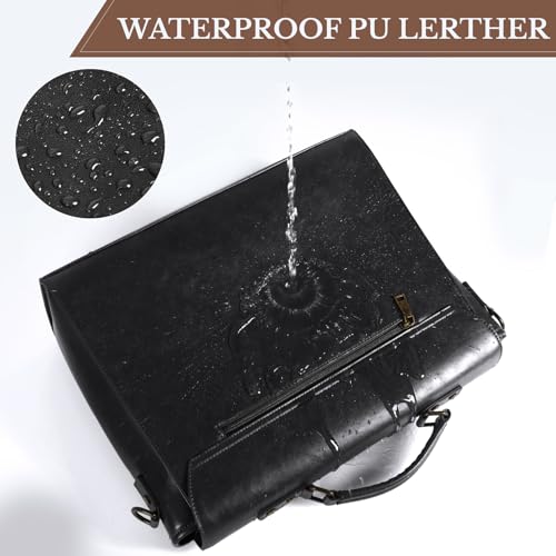 Bolso mensajero de cuero impermeable para laptop de 15.6 pulgadas miniatura 4