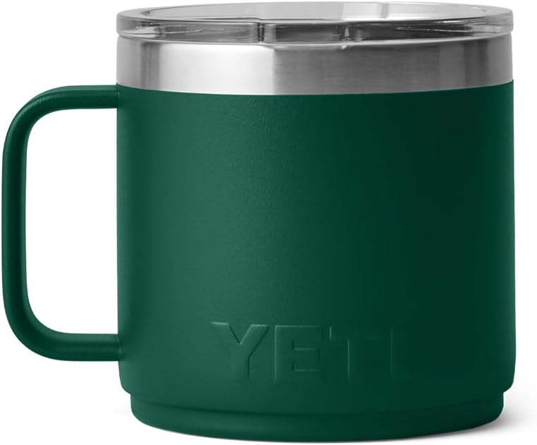 YETI Rambler 14 oz Ceramic Lined Stackable Mug, Vacuum Insulated, Stainless Steel with MagSlider Lid, Black Forest Green - Image 8