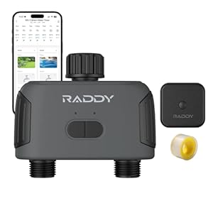 Raddy WS-3 WiFi Water Timer,2 Zones Sprinkler Timer for Garden Hose, Automatic Irrigation System with WiFi Hub, APP Control, Work with AWiFi Hub, Rain Delay for Lawns and Yard,2 Outlets