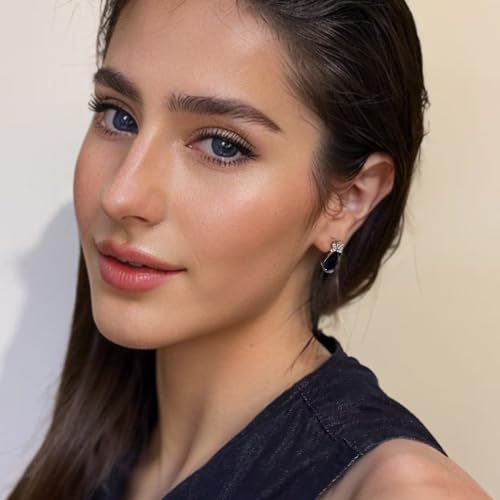 RIZILIA Teardrop Stud Pierced Earrings with Pear Cut CZ [5 Colors available] in White Gold Plated, Simple Modern Elegant3