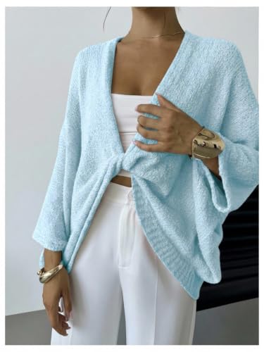 Image of GORGLITTER Women's Cropped Wrap Sweater Bat Wing Knit Poncho Tops