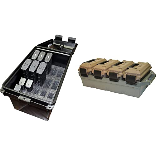 Mtm Tactical Mag Can Multi Mag For 223/5.56 Magazines And 9Mm To 45 Acp Magazine Storage Tmcle,Black & Ac4C Ammo Crate (4-Can) Brown, 30 Caliber #TOP30