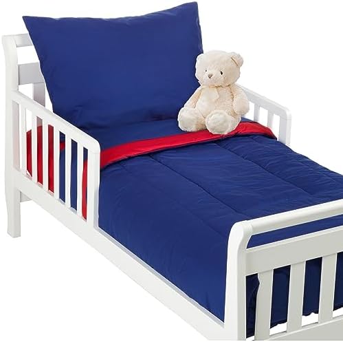 American Baby Company 100% Cotton Percale 4-Piece Toddler Bedding Set, Red/Royal, for Boys