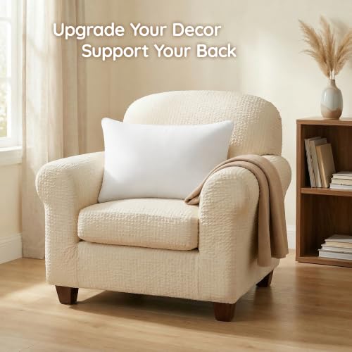 Image of AM AEROMAX 12x32 Memory Foam Throw Pillow Insert, Rectangular Lumbar, White | Long accent shape decorates bed /sofa /couch | full pillow-cover look | resists sagging | comfortable to lean on