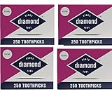 Diamond Round Toothpicks 250ct, 4 Pack Total 1000