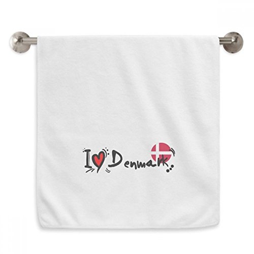 Serviette Danemark Amour Coeur Idée Cadeau Originale Linge de Bain Blanc - 2