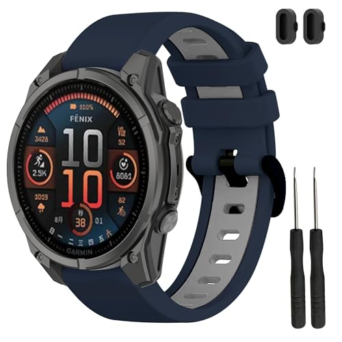 TopPerfekt 22mm�o���h Garmin Fenix 8/8 Pro 47mm�Ή� �\�t�g�V���R�������p�r���v�o���h ���X�g�o���h Instinct 3 45mm/Tactix 8 47mm/ Descent G2/G1�p ���f�B�[�X �����Y (