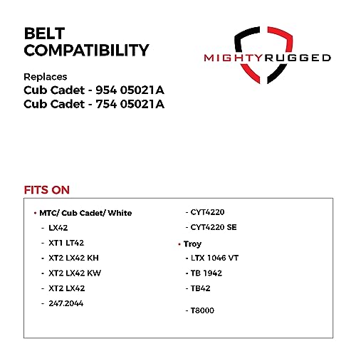 Image of MightyRugged 954-05021 MTD /Cub Cadet Lawn Mower Deck Belt Replacement - Belt Length 100 inch Heavy-Duty, Durable, Aramid Cord 42 inch Mower Deck Belt for MTD /Cub Cadet /Troy 954-05021A, 754-05021, 754-05021A