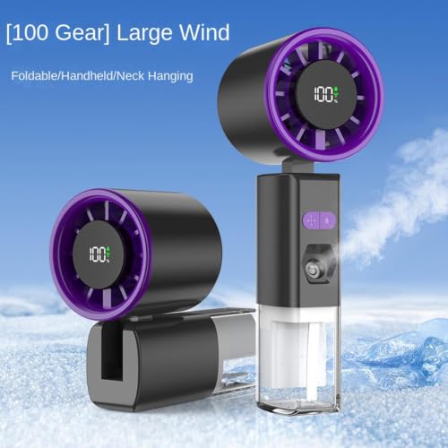 Ventilador con spray de agua USB recargable y pantalla digital 100 5