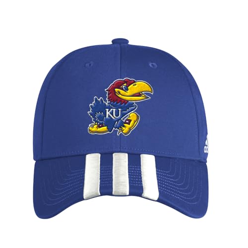 adidas Mens Kansas Jayhawks 3-Stripes Structured Adjustable Cap Casual - Blue - Size OSFM