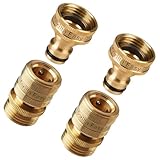 GORILLA EASY CONNECT Locking Garden Hose Quick Connect Fittings. 3/4 Inch GHT Solid Brass Leak Proof to 200 PSI Heavy Duty