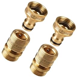 GORILLA EASY CONNECT Locking Garden Hose Quick Connect Fittings. 3/4 Inch GHT Solid Brass Leak Proof to 200 PSI Heavy Duty