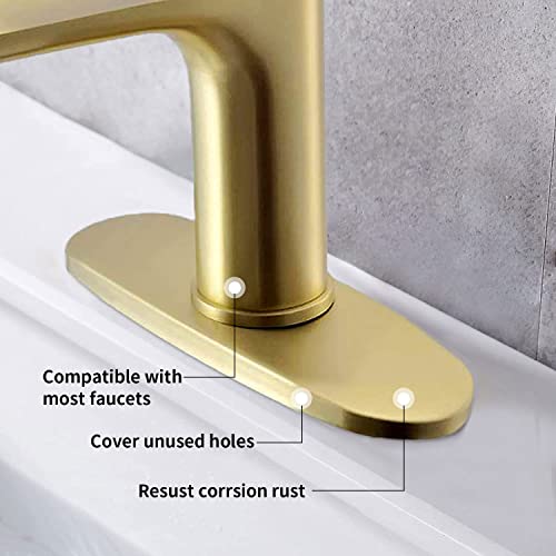 6 Inch Hole Cover Deck Plate Escutcheon, Stainless Steel Sink Cover Plate For Bathroom Or Kitchen Sink Faucet 1 Or 3 Hole Mixer Tap (Brushed Gold) #TOP2