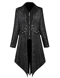 Crubelon Mens Faux Leather Jacket Medieval Jacket Gothic Victorian Frock Coat (Black, Medium)