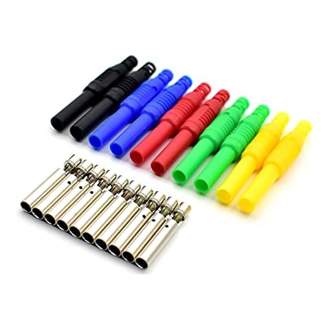 5Colors Insulated Safety Shrouded 4mm Female Banana Plug Jack Socket Solder DIY Cable Connectors Adapters for Electrical Testing 10Pcs Cover