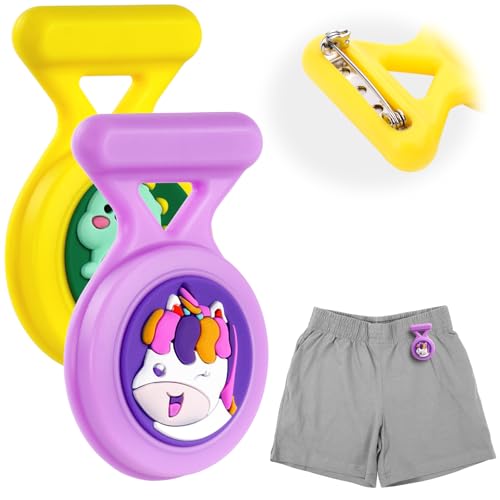 AXFEE 2PCS Air Tag Case, Air-tag Holder for Kids Hidden with Pin Silicone Case with Safety Pins for Air-Tag