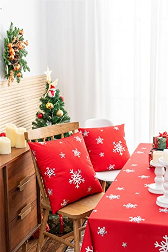 Linnovo Christmas Red Throw Pillow Covers Decorative Velvet Cushion Covers For Home Sofa Couch Bed Holiday Winter Pillow Case Snowflake Gradient Color 18X18, Set Of 2, Invisible Zipper #TOP7