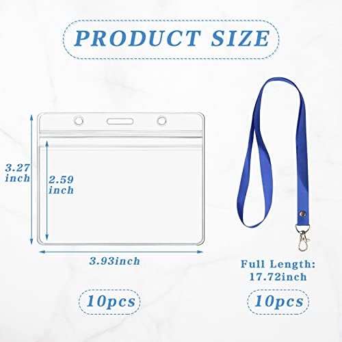 EDATOFLY 10 Pcs Badge Holder with Lanyard, Badge Card Holders ID Card Holders with Neck Lanyard Strap Name Tag Holders Clear Badge ID Card Holders Plastic Name Card Holders