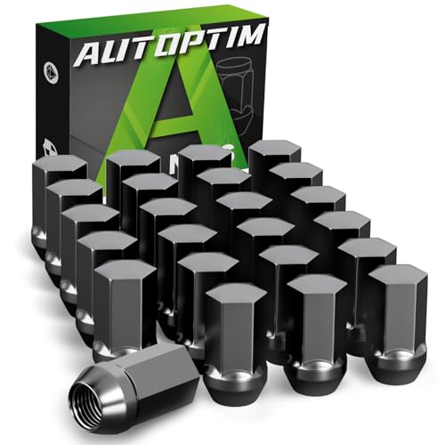 Image of AUTOPTIM 24PCS M14x1.5 Lug Nuts - Replacement for 1999-2023 Chevy Silverado 1500, 2012-2023 Suburban, 2011-2023 Jeep Grand Cherokee, 1.75 inch Length 7 /8 inch Hex Black Closed End OEM Factory Wheel Nuts
