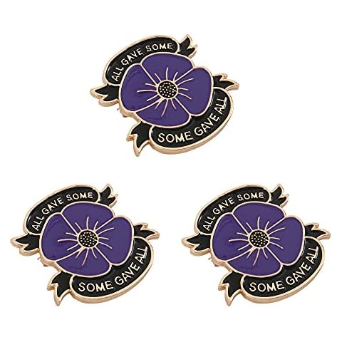 3 Pcs Poppy Brooch Women Red Purple 2021 Crystal Lapel Poppy Pin Badges Banquet Poppy Flower Brooches Remembrance Day Gift (Style A, 3 Pcs) Cover