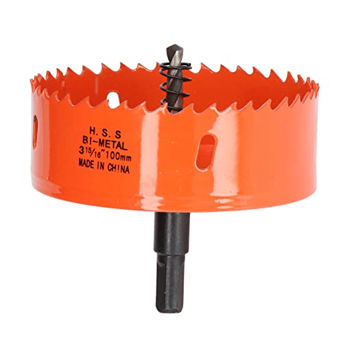 ANKROYU Hole Saw, High Speed Steel Hss Bimetal Hole Cutter, Power Drill Parts Accessories with Heavy Duty Arbor for Cornhole Boards Wood (3-15/16(100mm))