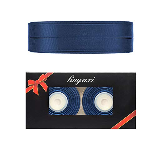 Image of Solid Color Double Faced Navy Blue Satin Ribbon 1 /2 inch X 50 Yards, Ribbons Perfect for Crafts, Wedding Decor, Bow Making, Sewing, Gift Package Wrapping and More