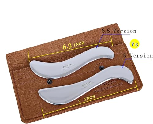 Image of BYYDDIY 6.3 inch Stainless Steel Gua Sha Muscle Scraper Tool,Scar Tissue Tool,Physical Therapy Tools,Muscle Scraping Tool,Guasha Massage Scraper,IASTM Tools (S.S-1)