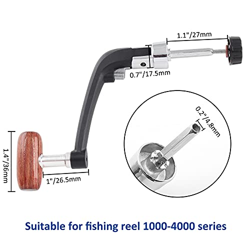 Zorveiio 2 Pcs Fishing Spinning Reel Handle Replacement, Folding Fishing Reel Grips Cranking Reel Handle Wooden Knob For Reel Replacement - Black #TOP2
