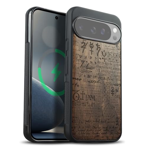 Coque bois Pixel 10 Pro Carveit : étui luxe en noyer véritable gravé carte du Japon compatible Magsafe