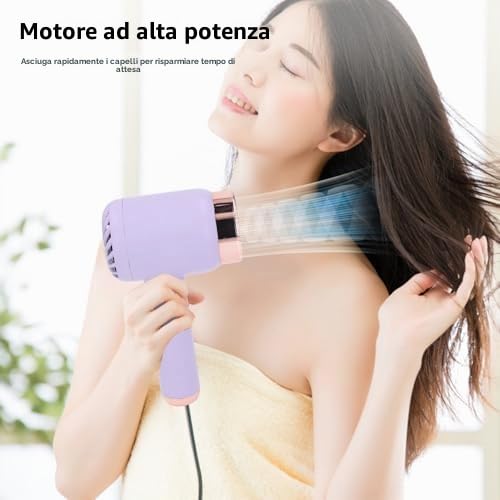 Asciugacapelli Ionico Senza Fili, Asciugacapelli Ricaricabile Tramite USB a Caldo Freddo, Piccolo Asciugacapelli Portatile Ad Asciugatura Rapida per Viaggi in Dormitorio, Salone