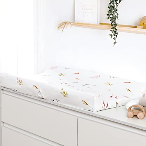 Image of GRSSDER Stretch Ultra Soft Jersey Knit Changing Pad Cover Set 2 Pack, Change Table Pad Covers Fit 32 inch /34 inch x 16 inch Pads Safe and Snug, Pretty Watercolor Rose Flora for Baby Girls, Orange Pink