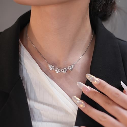 Moissanite Heart Clovers Pendant Necklace with 4 * 0.3ct clear color/red/pink/blue moissanite, Sterling Silver Convertible Shape Women's Pendant Necklace Jewelry Valentine's Gift 5