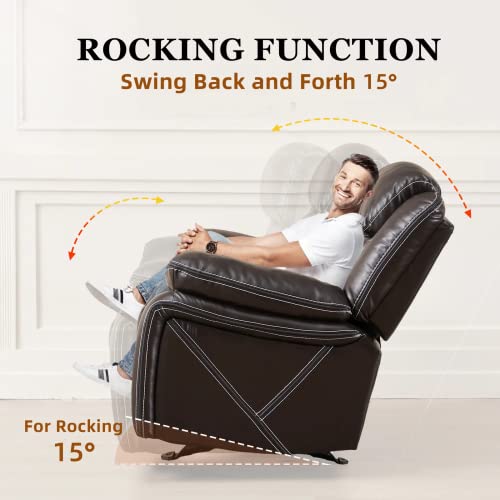 Dazone Recliner Chair, Leather Recliner Lazy Boy Recliner Comfortable Home Theater Seating With Rocking Glider Recliner Chair For Living Room Reclining Rocker Single Pu Faux Manual Recliner Brown #TOP3
