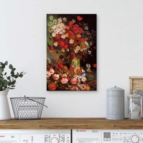 Toile de fleur rouge impressionniste tableau mural 40x60cm pour salon - 3