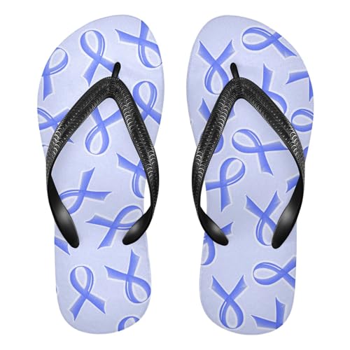 SPRIPORT Dark Blue Ribbon Slim Flip Flops for Women Men Comfortable Casual Thong Cushion Sandals with Non-Slip Rubber Sole Outdoor Sandals for Summer Walking Beach XXL