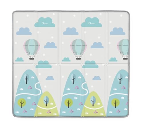 Chicco Kinderspielmatte XL 2-in-1, extra groß 200x180 cm, Stärke 1.3 cm, mit Tieren und Landschaft, Double Face, faltbar, Superweich und farbenfrohes, für das Kinderzimmer, 0+ Monate